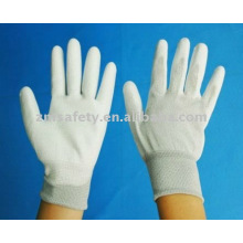 13G nylon knitted seamless ESD glove with white PU on the palm